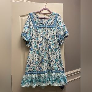 embroidered summer dresses Blue Gauze Daisy Embroidered Landis Midi Dress
